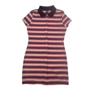wild fable Purple Striped Button Up Pointed Collar Dress Size Large Women’s